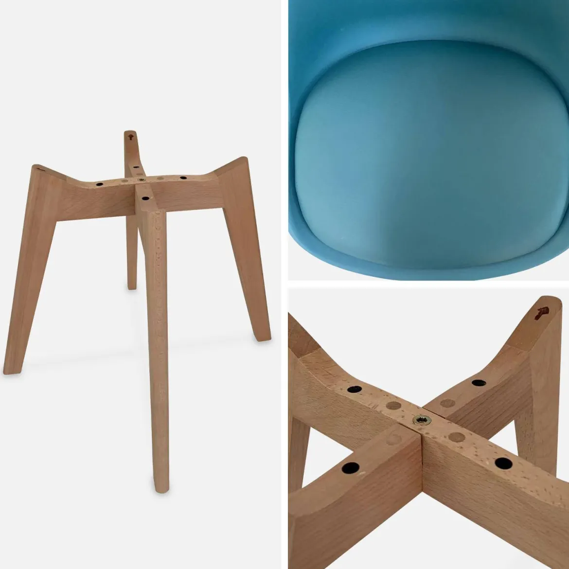 Set 6 sedie scandinave imbottite con gambe in legno