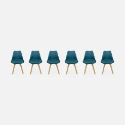 Set 6 sedie scandinave imbottite con gambe in legno