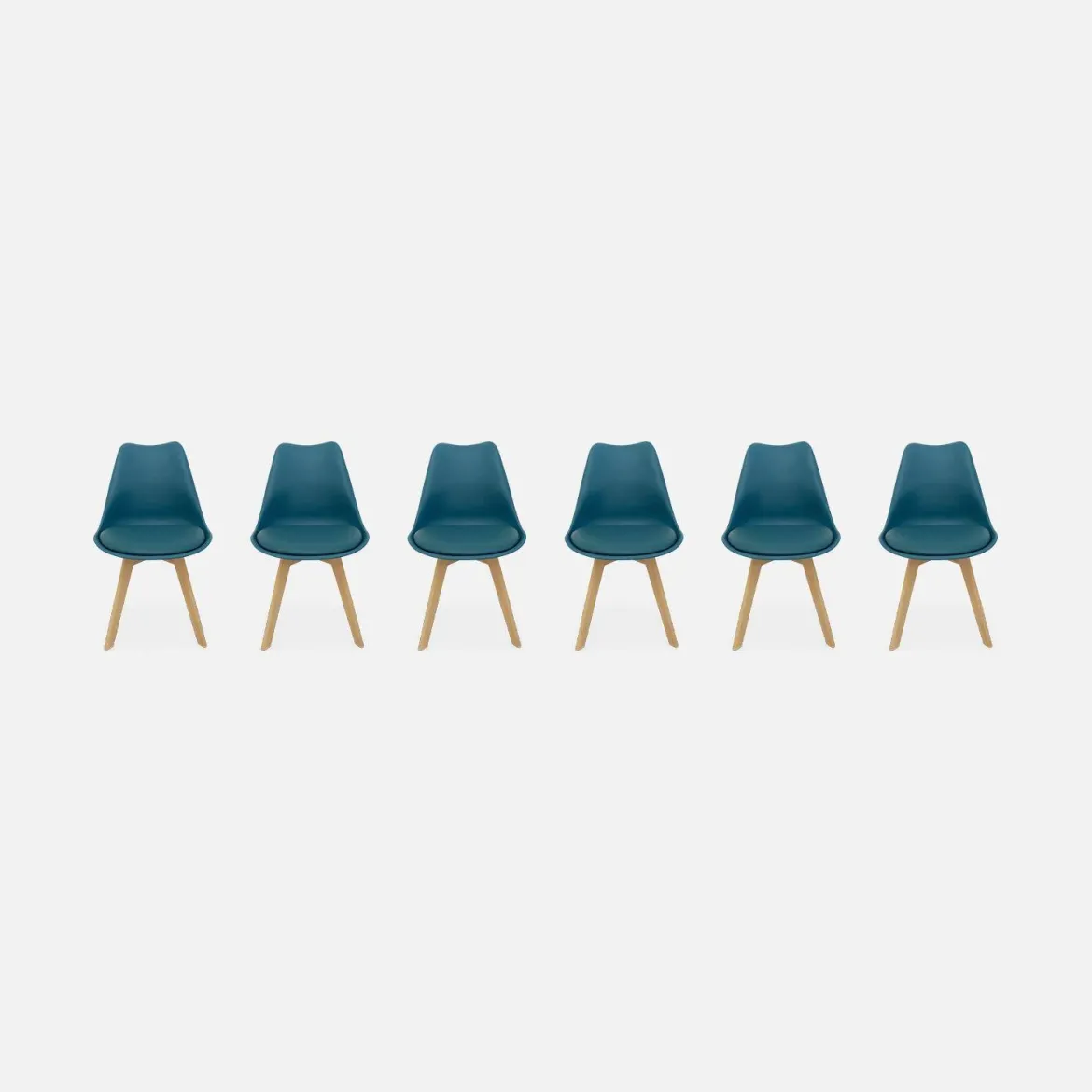 Set 6 sedie scandinave imbottite con gambe in legno