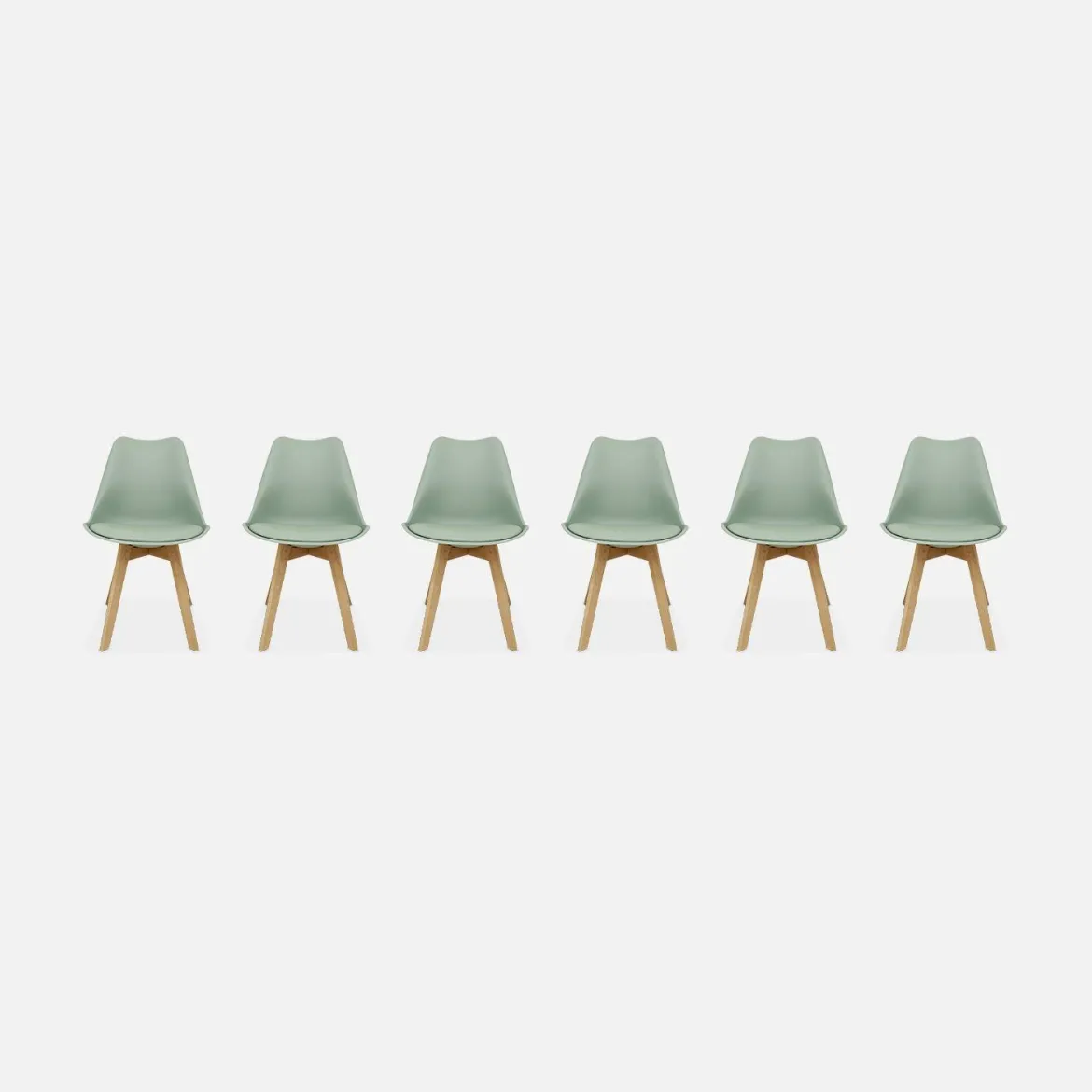 Set 6 sedie scandinave imbottite con gambe in legno