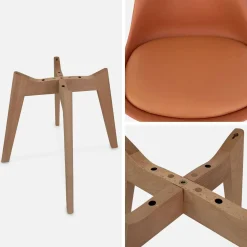 Set 6 sedie scandinave imbottite con gambe in legno