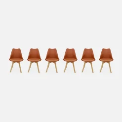 Set 6 sedie scandinave imbottite con gambe in legno