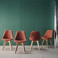 Set 4 sedie scandinave legno di faggio e bouclé strutturato