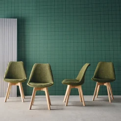 Set 4 sedie scandinave legno di faggio e bouclé strutturato