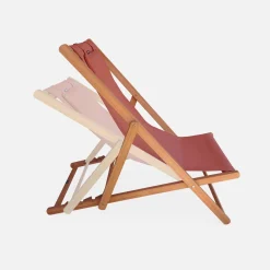 Set 2 sedie sdraio in legno con cuscino poggiatesta