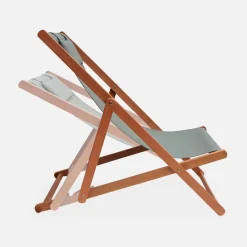 Set 2 sedie sdraio in legno con cuscino poggiatesta