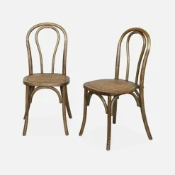 Set 2 sedie vintage in legno e rattan