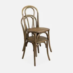 Set 2 sedie vintage in legno e rattan