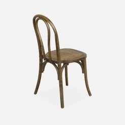 Set 2 sedie vintage in legno e rattan
