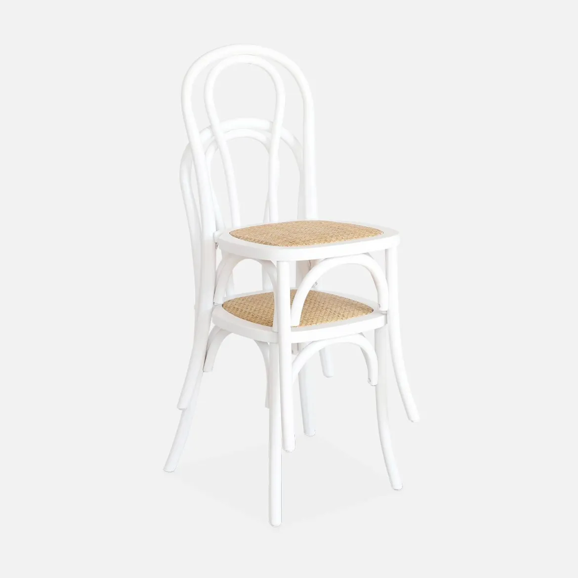 Set 2 sedie vintage in legno e rattan