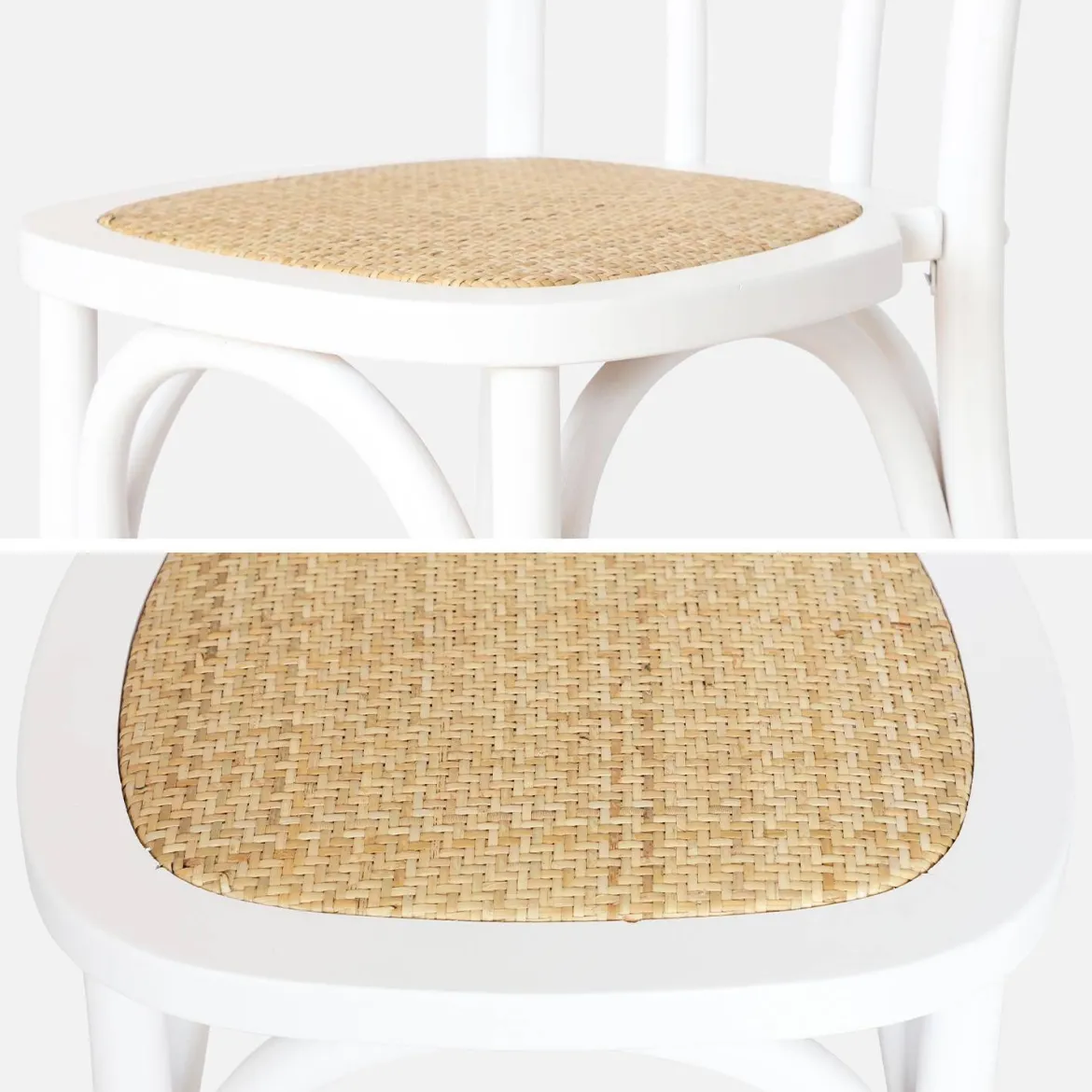 Set 2 sedie vintage in legno e rattan