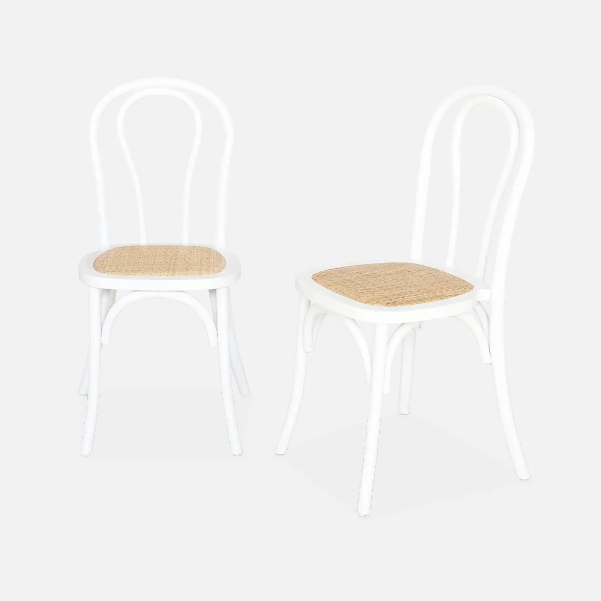 Set 2 sedie vintage in legno e rattan