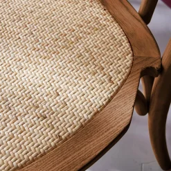 Set 2 sedie vintage in legno e rattan