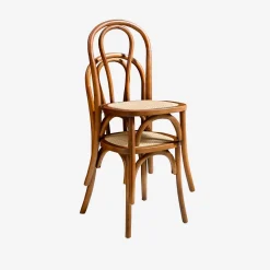 Set 2 sedie vintage in legno e rattan