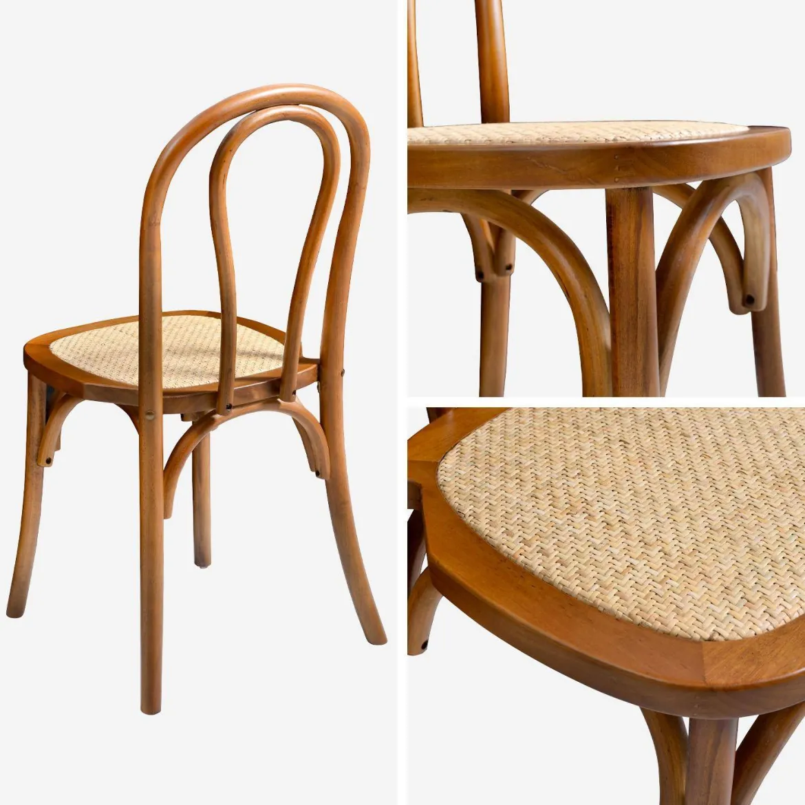 Set 2 sedie vintage in legno e rattan