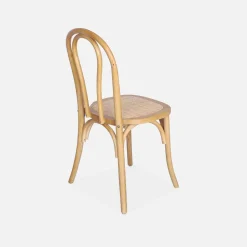 Set 2 sedie vintage in legno e rattan