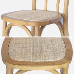 Set 2 sedie vintage in legno e rattan