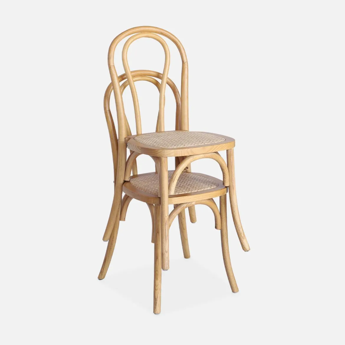 Set 2 sedie vintage in legno e rattan