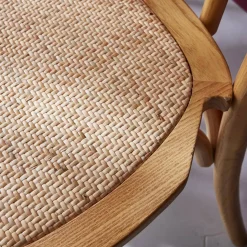 Set 2 sedie vintage in legno e rattan