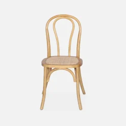 Set 2 sedie vintage in legno e rattan