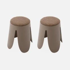 Set 2 sgabelli impilabili in bouclé