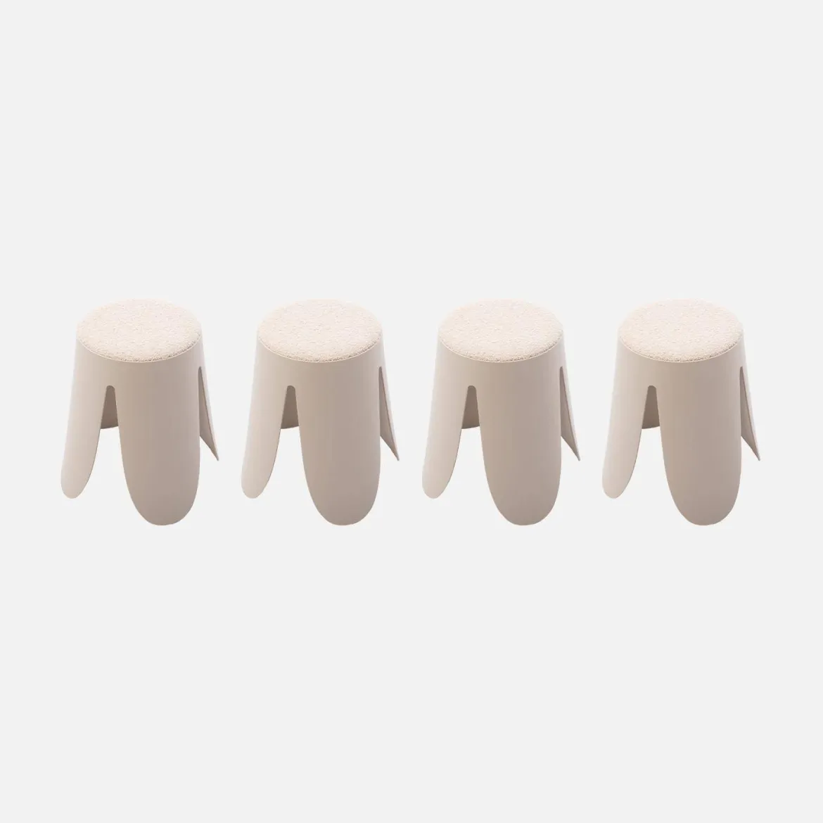 Set 4 sgabelli impilabili in bouclé