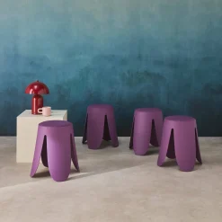 Set 4 sgabelli impilabili in ecopelle