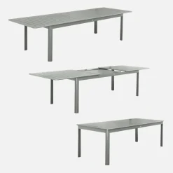 Set tavolo allungabile in alluminio con 10 sedie