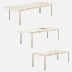 Set tavolo allungabile in alluminio con 10 sedie