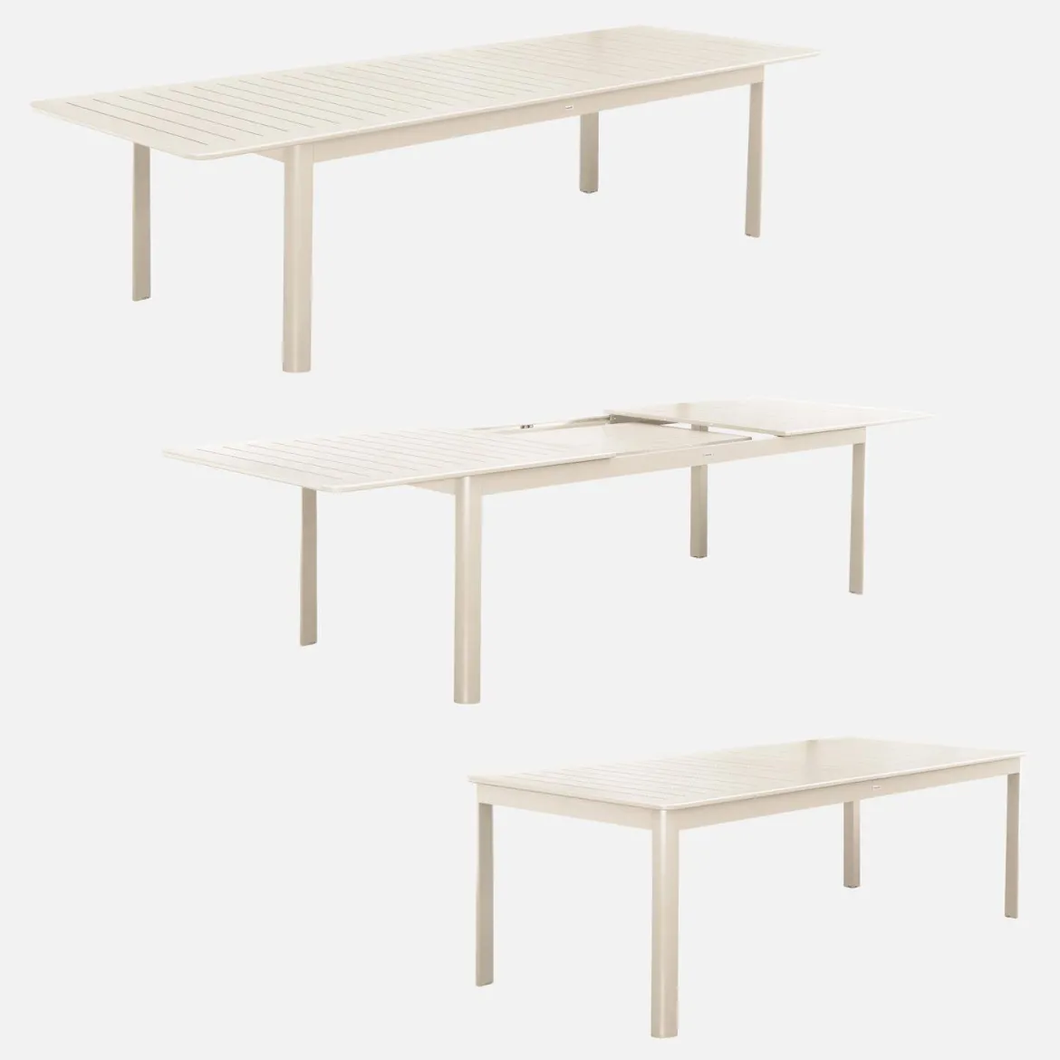 Set tavolo allungabile in alluminio con 10 sedie