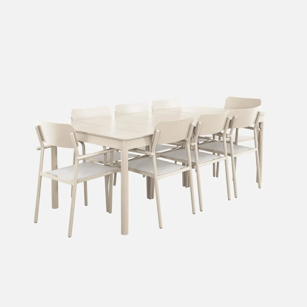 Set tavolo da giardino allungabile in alluminio e textilene con 8 sedie