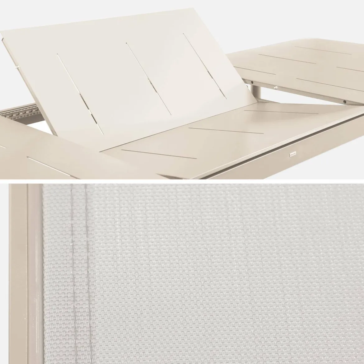Set tavolo da giardino allungabile in alluminio e textilene con 8 sedie