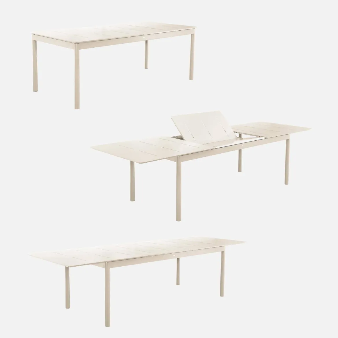 Set tavolo da giardino allungabile in alluminio e textilene con 8 sedie