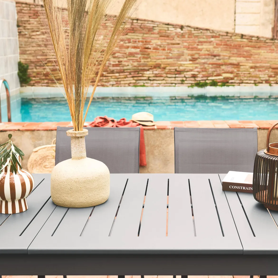 Set tavolo da giardino allungabile in alluminio con 6 sedie