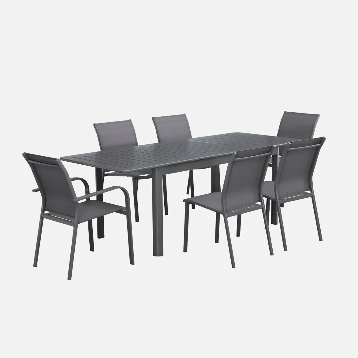 Set tavolo da giardino allungabile in alluminio con 6 sedie