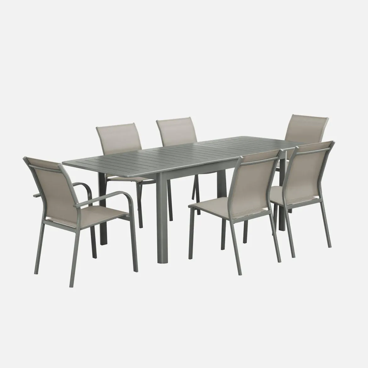 Set tavolo da giardino allungabile in alluminio con 6 sedie