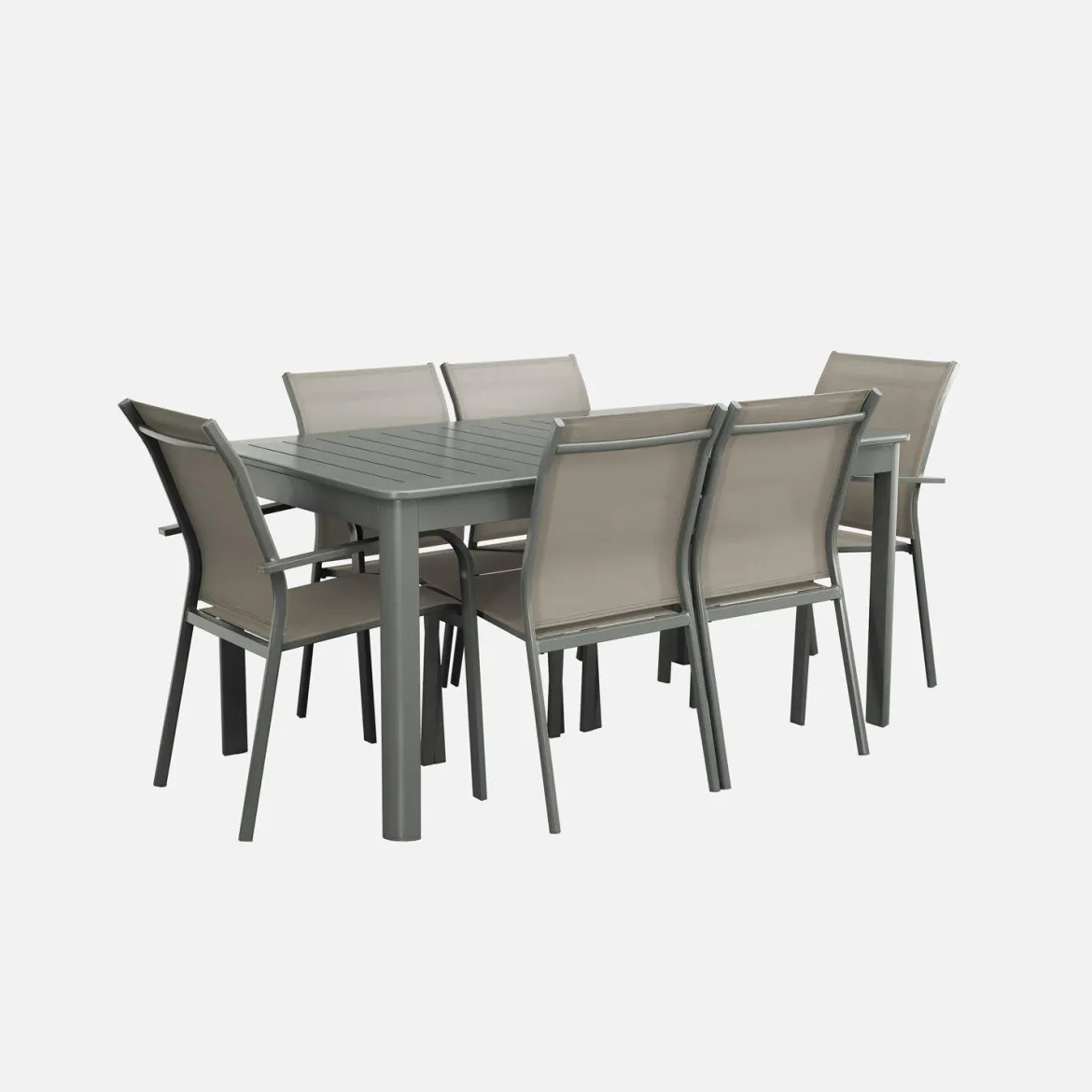 Set tavolo da giardino allungabile in alluminio con 6 sedie