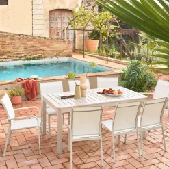 Set tavolo da giardino allungabile in alluminio con 8 sedie