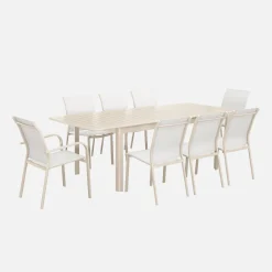 Set tavolo da giardino allungabile in alluminio con 8 sedie