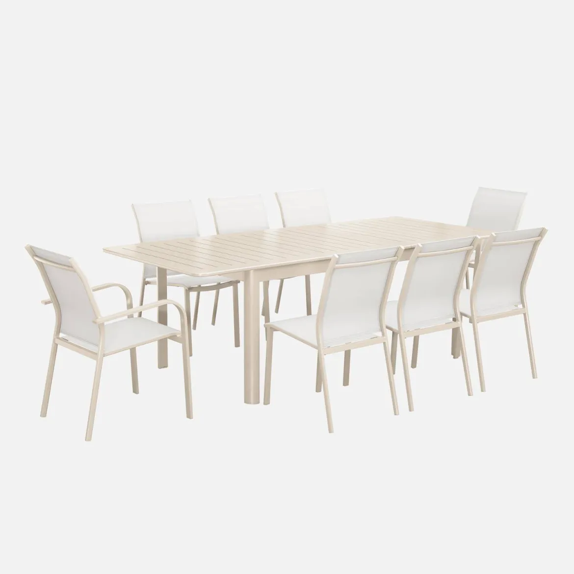 Set tavolo da giardino allungabile in alluminio con 8 sedie