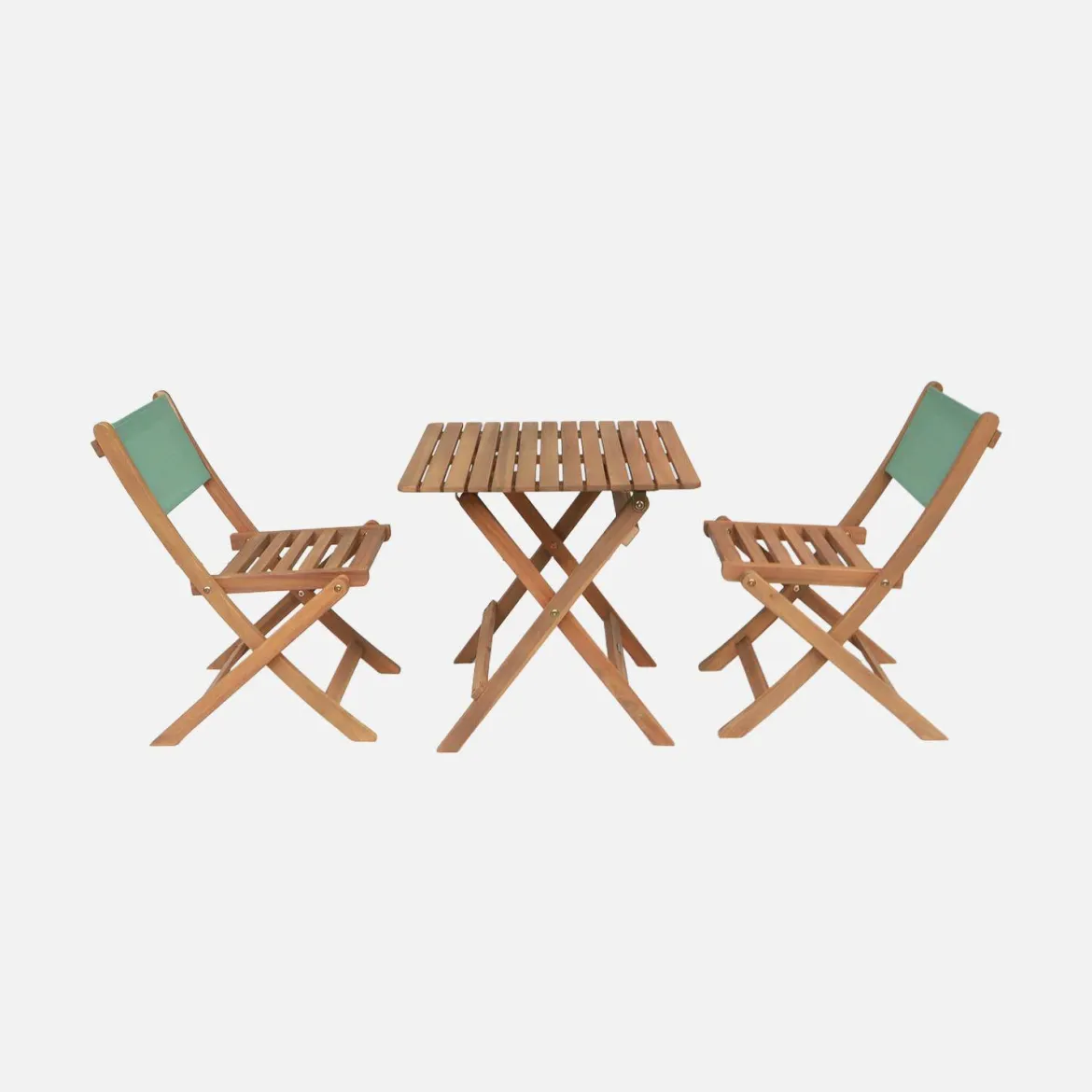 Set tavolo da giardino bistrot per bambini in legno di acacia con 2 sedie