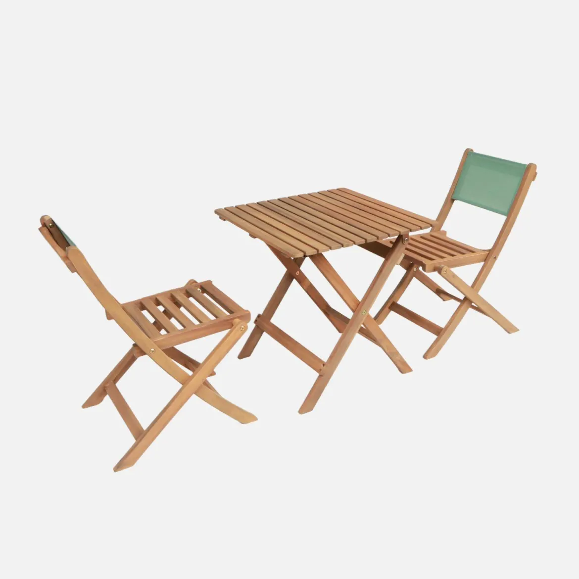 Set tavolo da giardino bistrot per bambini in legno di acacia con 2 sedie