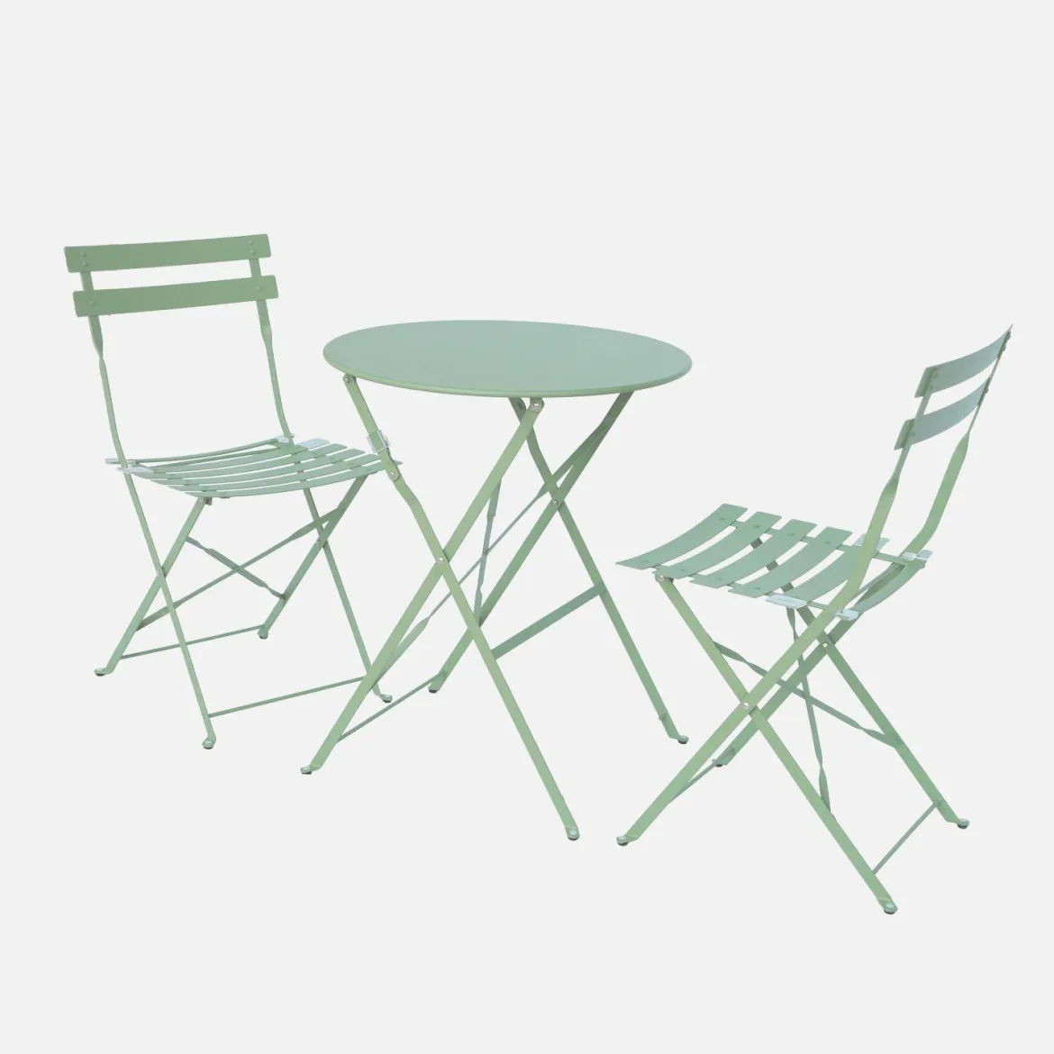Set tavolo da giardino bistrot pieghevole in acciaio con 2 sedie, Ø60cm