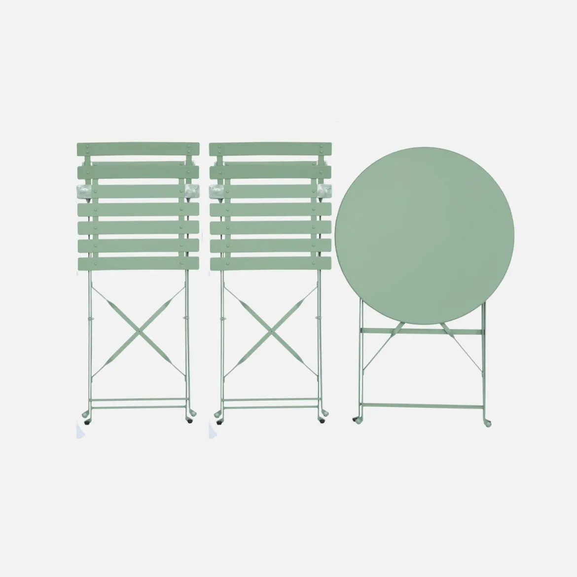 Set tavolo da giardino bistrot pieghevole in acciaio con 2 sedie, Ø60cm