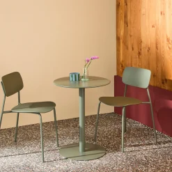 Set tavolo da giardino bistrot rotondo in acciaio con 2 sedie