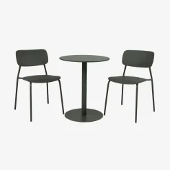Set tavolo da giardino bistrot rotondo in acciaio con 2 sedie