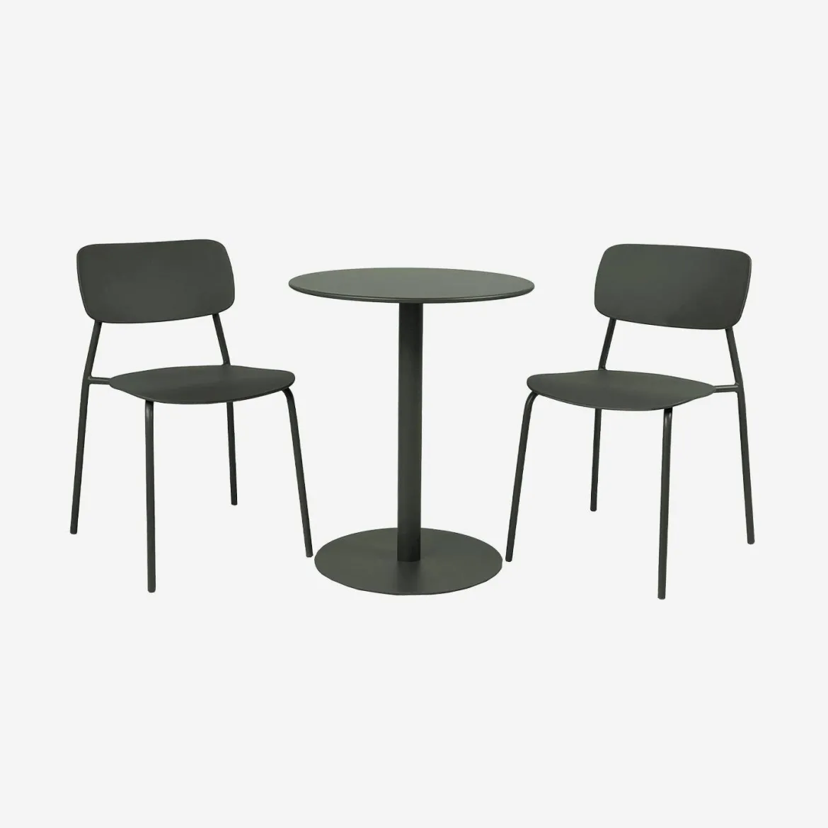 Set tavolo da giardino bistrot rotondo in acciaio con 2 sedie