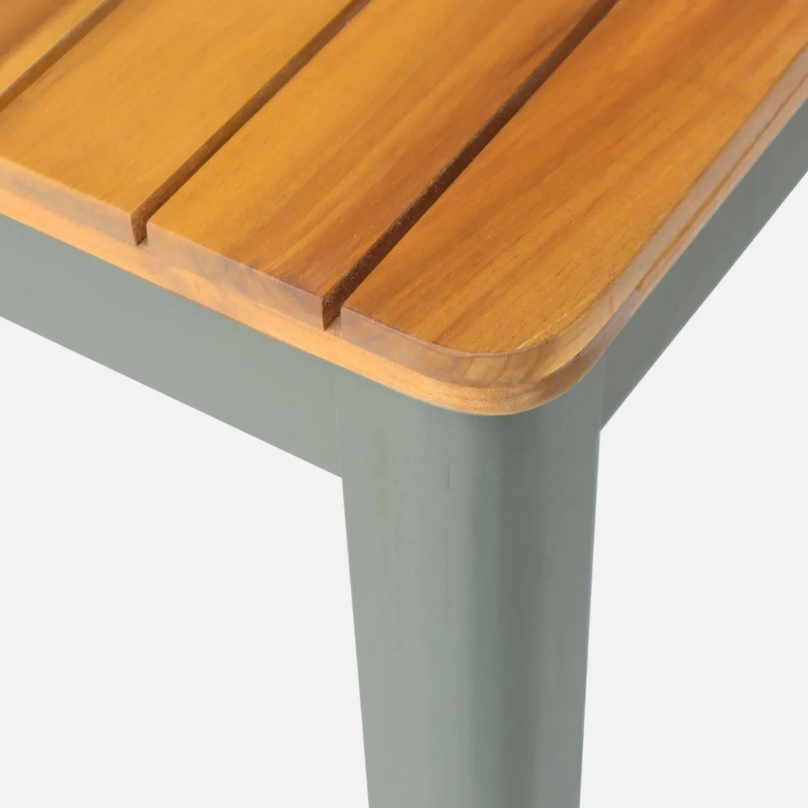 Set tavolo da giardino con angoli arrotondati in legno di acacia con 10 sedie