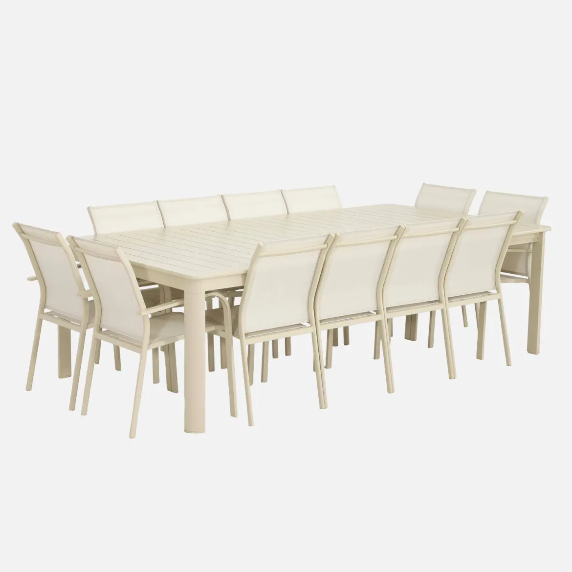 Set tavolo da giardino estensibile in alluminio con 12 sedie