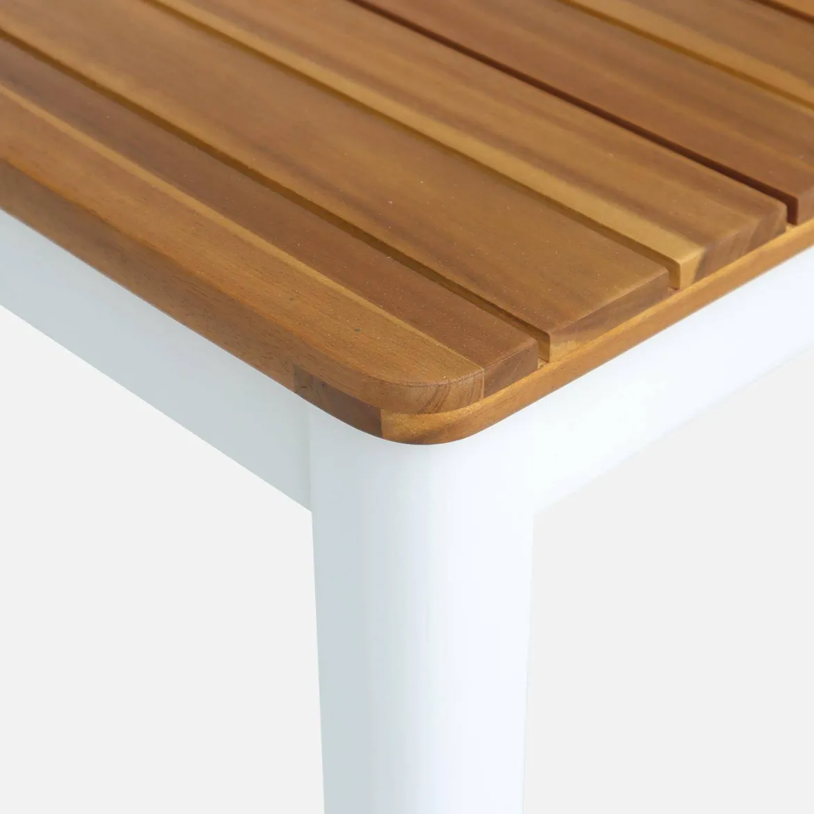 Set tavolo da giardino in acacia con angoli arrotondati con 6 sedie